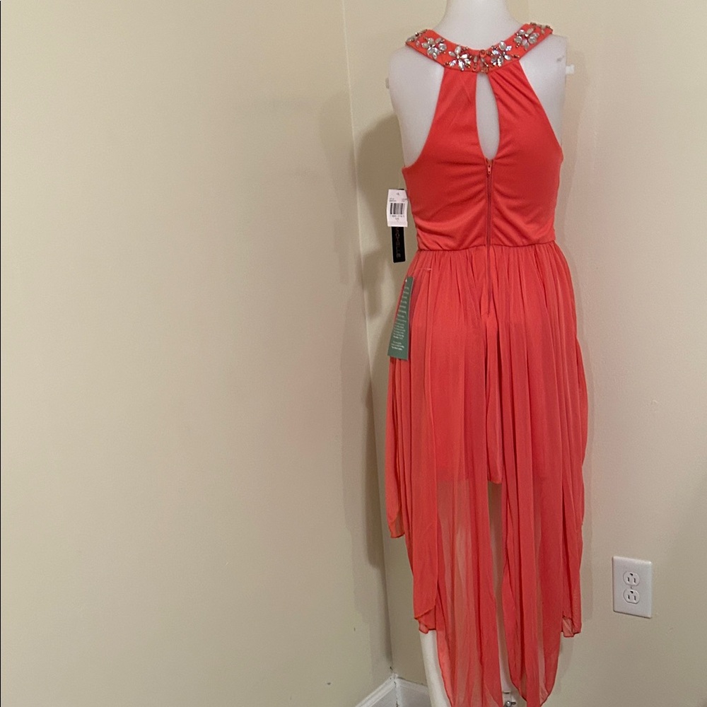My Michelle Coral High Low Dress with Embellished Neckline - Picture 5 of 5